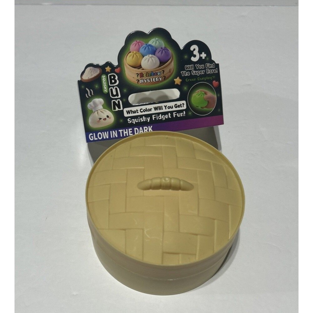 Glow in the Dark Squishy Bun Mystery Dumpling Fidget Toy with Steamer Case NWT - Picture 3 of 5